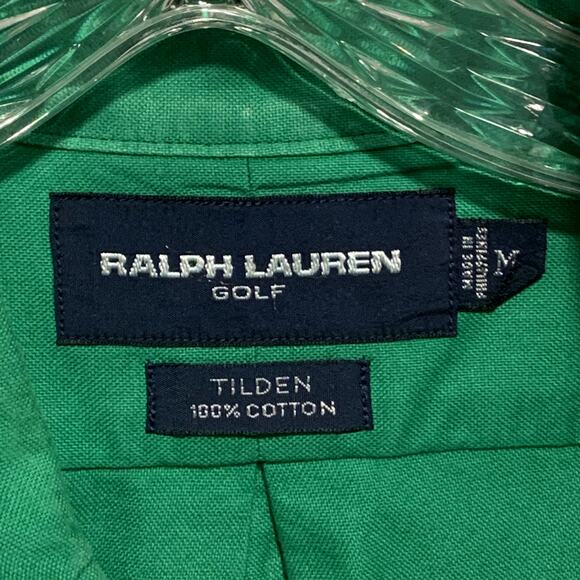 RALPH LAUREN GOLF Shirt M Tilden Button Down Solid Green 100% Cotton - Picture 10 of 16